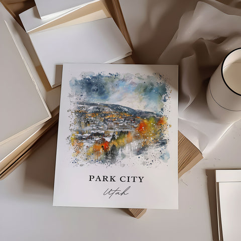 Park City Wall Art, Park City UT Print, Utah Watercolor, Park City Utah Gift, Travel Print, Travel Poster, Housewarming Gift