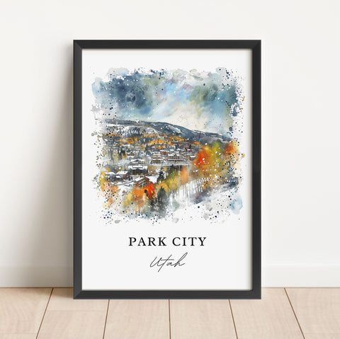 Park City Wall Art, Park City UT Print, Utah Watercolor, Park City Utah Gift, Travel Print, Travel Poster, Housewarming Gift