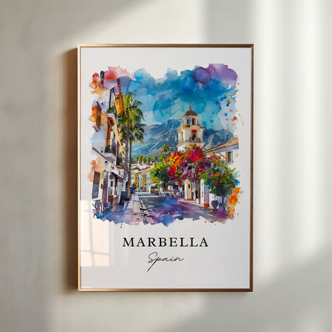 Marbella Spain Art, Malaga Print, Marbella Wall Art, South of Spain Gift, Travel Print, Travel Poster, Travel Gift, Housewarming Gift