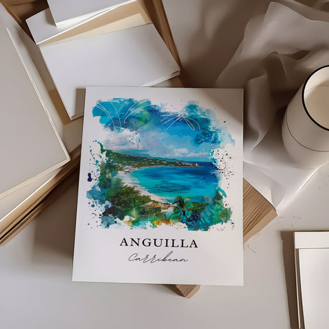 Anguilla Wall Art, Anguilla Print, Anguilla Carribean Watercolor, Anguilla Gift, Travel Print, Travel Poster, Housewarming Gift