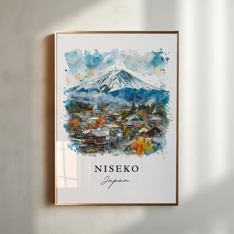 Niseko Wall Art, Niseko Japan Print, Hokkaido Japan Watercolor, Hokkaido Gift, Travel Print, Travel Poster, Housewarming Gift