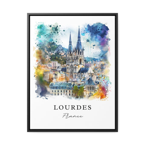 Lourdes France Wall Art, Lourdes Print, Lourdes Watercolor, France Gift, Travel Print, Travel Poster, Housewarming Gift