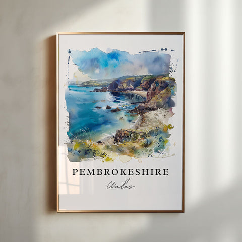 Pembrokeshire Wall Art, Wales Print, Pembrokeshire Watercolor, Pembrokeshire Gift, Travel Print, Travel Poster, Housewarming Gift