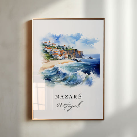 Nazare Wall Art, Nazare Portugal Print, Portugal Watercolor, Nazare Gift, Travel Print, Travel Poster, Housewarming Gift