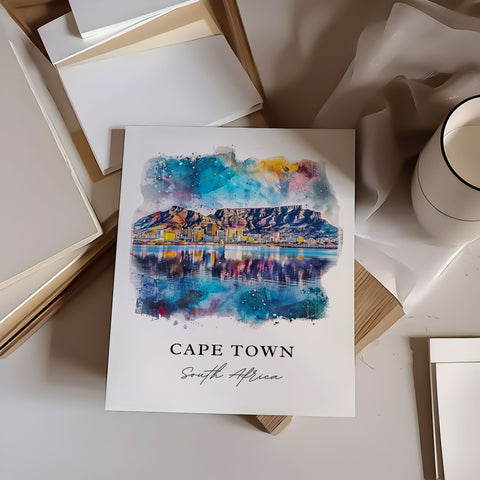 Cape Town Wall Art, Cape Town Print, Cape Town South Africa Watercolor, South Africa Gift, Travel Print, Travel Poster, Housewarming Gift
