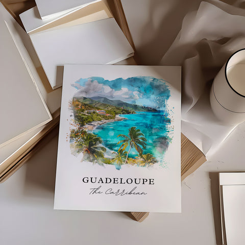 Guadeloupe Wall Art, Guadeloupe Print, Guadeloupe Caribbean Watercolor, Guadeloupe Island Gift, Travel Print, Housewarming Gift