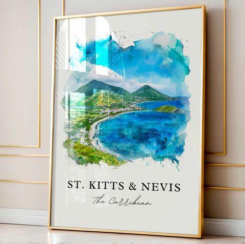 St. Kitts and Nevis Wall Art, St Kitts Print, Nevis Watercolor, St Kitts + Nevis Gift, Travel Print, Travel Poster, Housewarming Gift