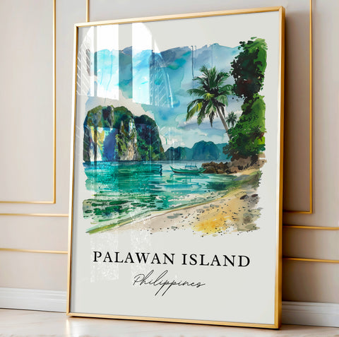 Palawan Island Wall Art, Palawan Philippines Print, Palawan Watercolor, Palawan Island Gift, Travel Print, Travel Poster, Housewarming Gift