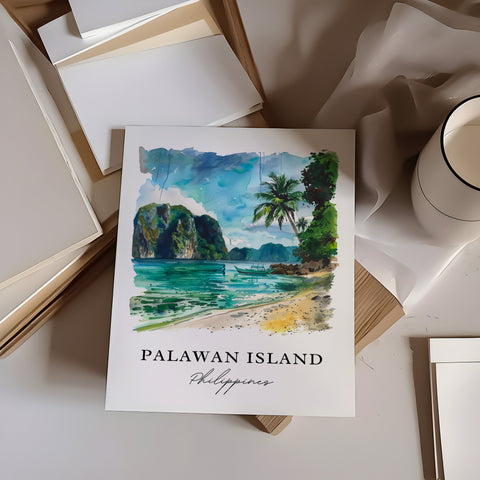 Palawan Island Wall Art, Palawan Philippines Print, Palawan Watercolor, Palawan Island Gift, Travel Print, Travel Poster, Housewarming Gift