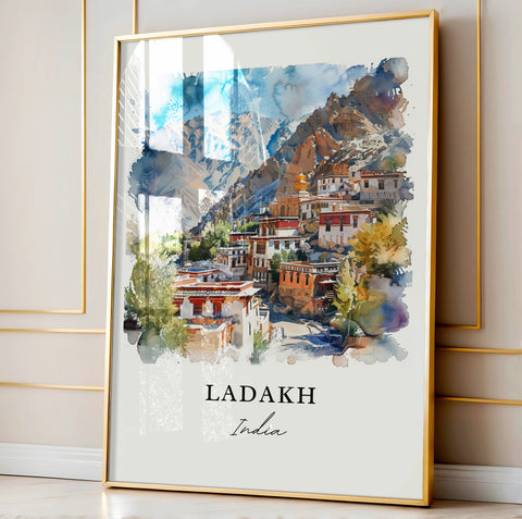 Ladakh India Wall Art, Ladakh Print, Ladakh Watercolor, Ladakh Kashmir India Gift, Travel Print, Travel Poster, Housewarming Gift