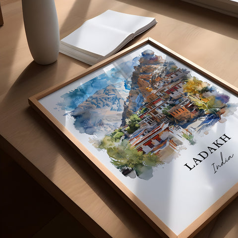 Ladakh India Wall Art, Ladakh Print, Ladakh Watercolor, Ladakh Kashmir India Gift, Travel Print, Travel Poster, Housewarming Gift