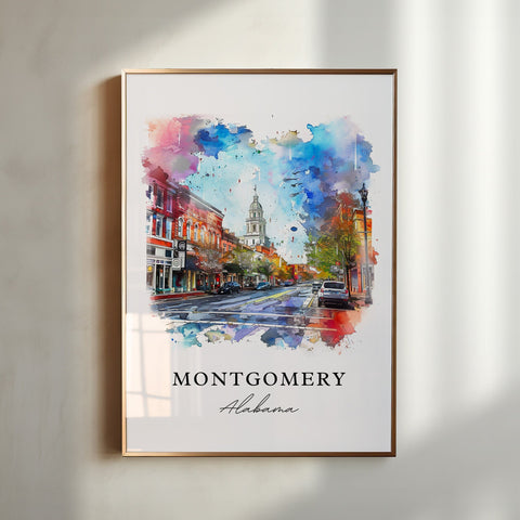 Montgomery AL Wall Art, Montgomery Alabama Print, Montgomery Watercolor, Alabama Gift, Travel Print, Travel Poster, Housewarming Gift