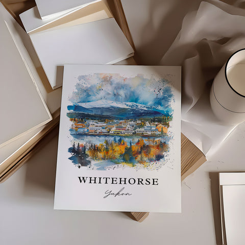 Whitehorse Wall Art, Yukon Canada Print, Whitehorse Watercolor, Whitehorse Canada Gift, Travel Print, Travel Poster, Housewarming Gift