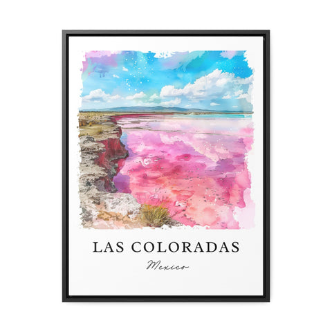 Las Coloradas Wall Art, Pink Lake Mexico Print, Las Coloradas Watercolor, Yucatán MX Gift, Travel Print, Travel Poster, Housewarming Gift