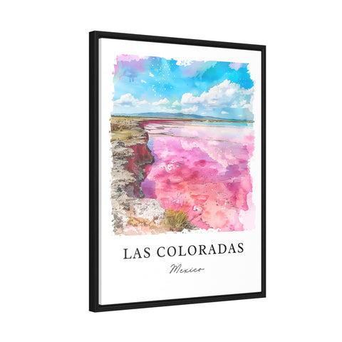 Las Coloradas Wall Art, Pink Lake Mexico Print, Las Coloradas Watercolor, Yucatán MX Gift, Travel Print, Travel Poster, Housewarming Gift