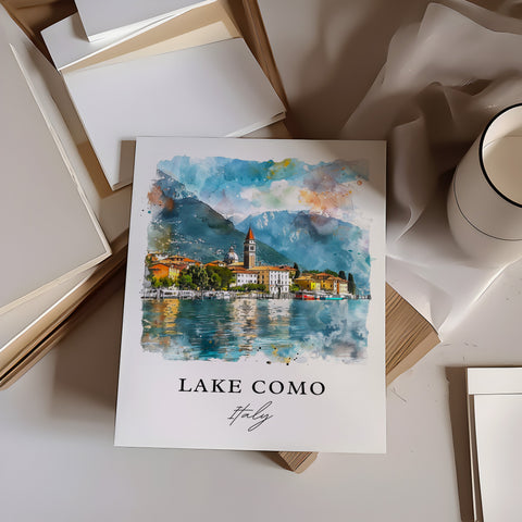 Lake Como Wall Art, Italy Print, Lombardy Italy Watercolor, Lake Como Gift, Travel Print, Travel Poster, Housewarming Gift