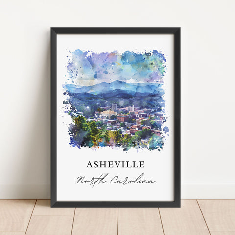 Asheville NC Wall Art, Asheville Print, Asheville North Carolina Watercolor, Asheville Gift, Travel Print, Travel Poster, Housewarming Gift