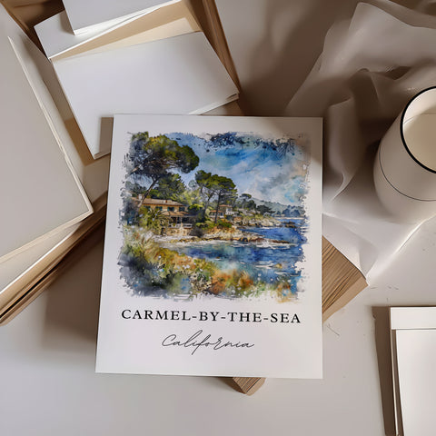 Carmel-by-the-sea CA Wall Art, Carmel-by-the-sea Print, Monterey Watercolor, Monterey Gift, Travel Print, Travel Poster, Housewarming Gift