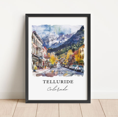 Telluride CO Wall Art V2, Telluride Print, Telluride CO Watercolor, Telluride Gift, Travel Print, Travel Poster, Housewarming Gift
