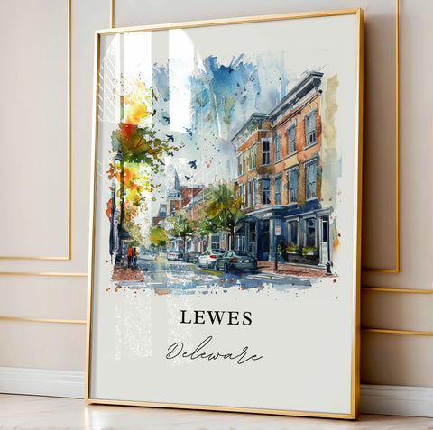 Lewes Delaware Wall Art, Rehoboth Print, Sussex County DE Watercolor, Lewes Delaware Gift, Travel Print, Travel Poster, Housewarming Gift