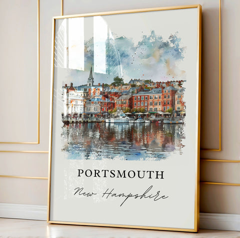 Portsmouth NH Wall Art, Portsmouth Print, Piscataqua River Watercolor, Portsmouth Gift, Travel Print, Travel Poster, Housewarming Gift