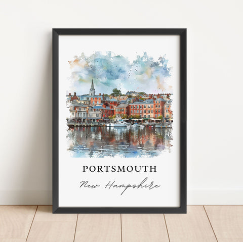 Portsmouth NH Wall Art, Portsmouth Print, Piscataqua River Watercolor, Portsmouth Gift, Travel Print, Travel Poster, Housewarming Gift