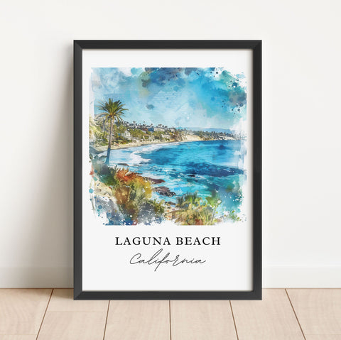 Laguna Beach Wall Art, Laguna Beach Print, Laguna Beach Watercolor, Laguna Beach CA Gift, Travel Print, Travel Poster, Housewarming Gift