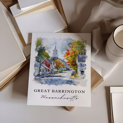 Great Barrington Wall Art, Great Barrington MA Print, Great Barrington Watercolor, Travel Print, Travel Poster, Housewarming Gift