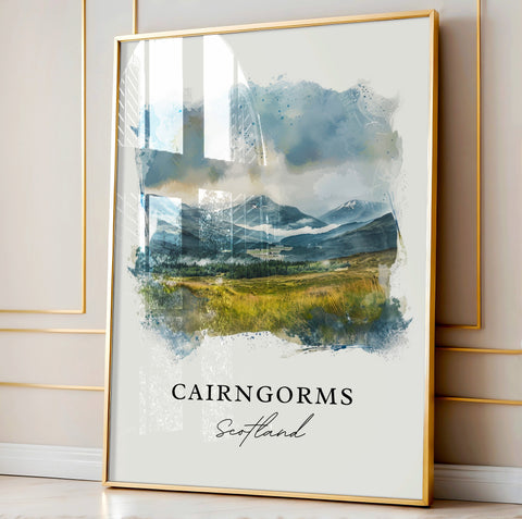 Cairngorms Wall Art, Cairngorms Print, Cairngorms Watercolor, Scotland Gift, Travel Print, Travel Poster, Housewarming Gift