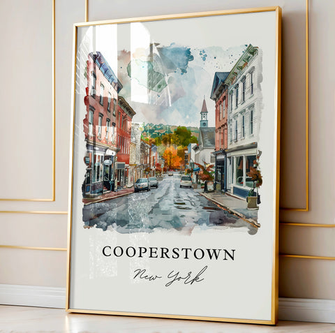 Cooperstown NY Wall Art, Cooperstown Print, Baseball Hall of Fame Art, Cooperstown NY Gift, Travel Print, Travel Poster, Housewarming Gift