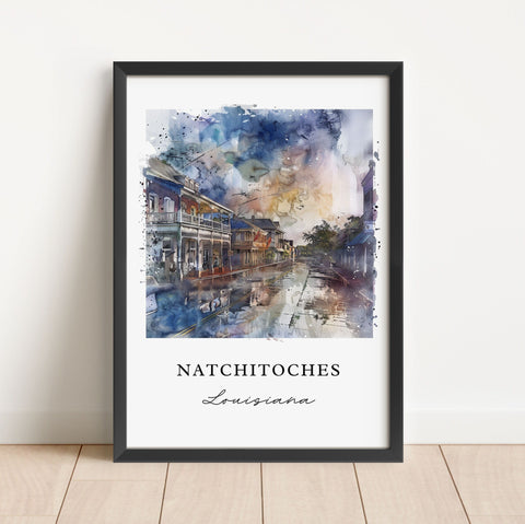 Natchitoches LA Wall Art, Natchitoches Print, Louisiana Watercolor, Natchitoches Gift, Travel Print, Travel Poster, Housewarming Gift