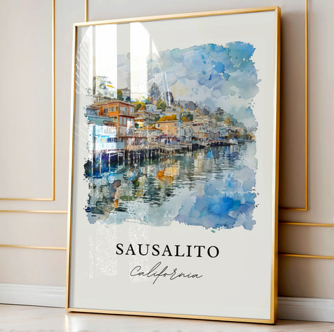 Sausalito CA Wall Art, Sausalito Print, Sausalito Watercolor, Sausalito California Gift, Travel Print, Travel Poster, Housewarming Gift