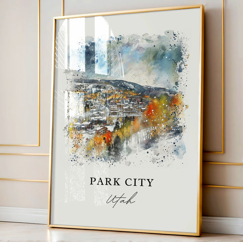 Park City Wall Art, Park City UT Print, Utah Watercolor, Park City Utah Gift, Travel Print, Travel Poster, Housewarming Gift