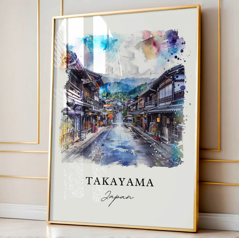 Takayama Wall Art, Takayama Japan Print, Gifu Japan Watercolor, Takayama Gift, Travel Print, Travel Poster, Housewarming Gift