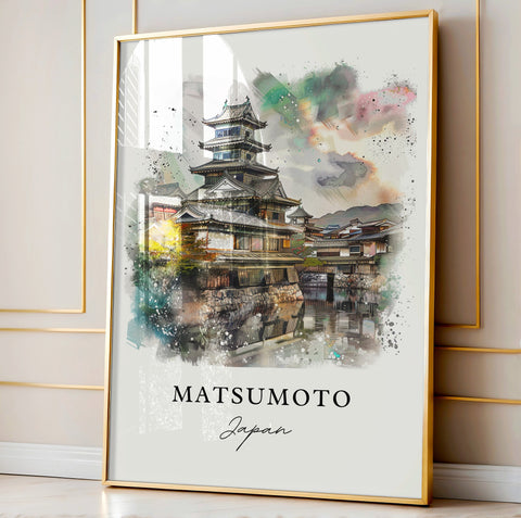 Matsumoto Wall Art, Matsumoto Print, Matsumoto Japan Watercolor, Nagano Gift, Travel Print, Travel Poster, Housewarming Gift