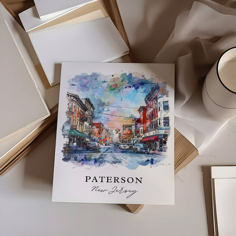 Paterson Wall Art, Paterson NJ Print, Paterson NJ Watercolor, Paterson New Jersey Gift, Travel Print, Travel Poster, Housewarming Gift