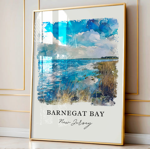 Barnegat Bay Wall Art, Barnegat Bay LBI Print, Long Beach Island Watercolor, Beach Haven NJ Gift, Travel Print, Housewarming Gift