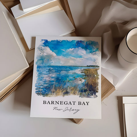 Barnegat Bay Wall Art, Barnegat Bay LBI Print, Long Beach Island Watercolor, Beach Haven NJ Gift, Travel Print, Housewarming Gift