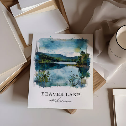 Beaver Lake AR Wall Art, Beaver Lake Print, Arkansas Watercolor, The Ozarks Gift, Travel Print, Travel Poster, Housewarming Gift