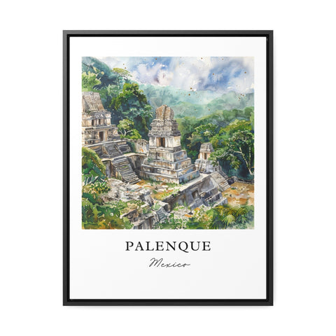 Palenque Wall Art, Palenque Mexico Print, Chiapas MX Watercolor, Palenque Mexico Gift, Travel Print, Travel Poster, Housewarming Gift