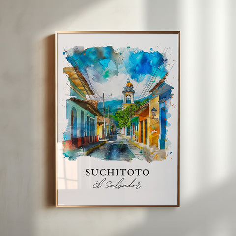 Suchitoto Wall Art, Suchitoto El Salvador Print, El Salvador Watercolor, Cuscatlán El Salvador Gift, Travel Print, Housewarming Gift