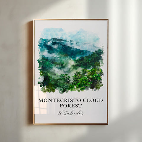 Montecristo National Park Art, El Salvador Print Print, Montecristo Forest Watercolor, El Salvador Gift, Montecristo Cloud Travel Print