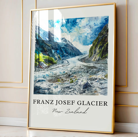 Franz Josef Glacier Wall Art, Westland Tai Print, New Zealand Watercolor, Franz Josef NZ Gift, Travel Print, Travel Poster, New Zealand Art