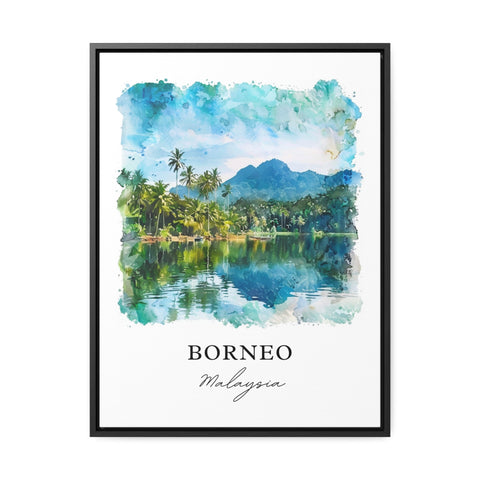 Borneo Wall Art, Borneo Malaysia Print, Borneo Watercolor, Sabah Malaysia Gift, Travel Print, Travel Poster, Housewarming Gift