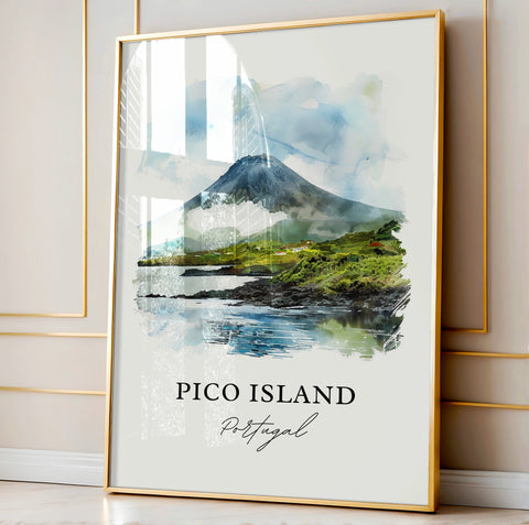 Pico Island Wall Art, Pico Island Print, The Azores Watercolor, Pico Island Portugal Gift, Travel Print, Travel Poster, Housewarming Gift