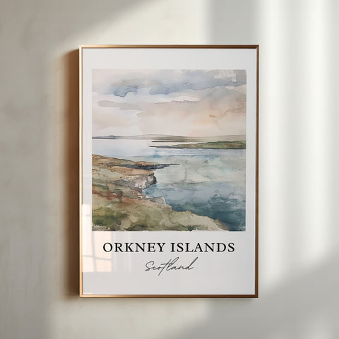 Orkney Islands Wall Art, Orkney Islands Print, Orkney Scotland Watercolor, Skara Brae Gift, Travel Print, Travel Poster, Housewarming Gift