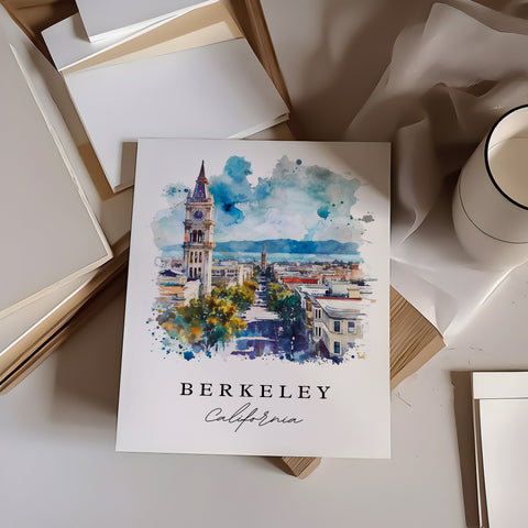 Berkeley traditional travel art - California, Berkeley print, Wedding gift, Birthday present, Custom Text, Perfect Gift