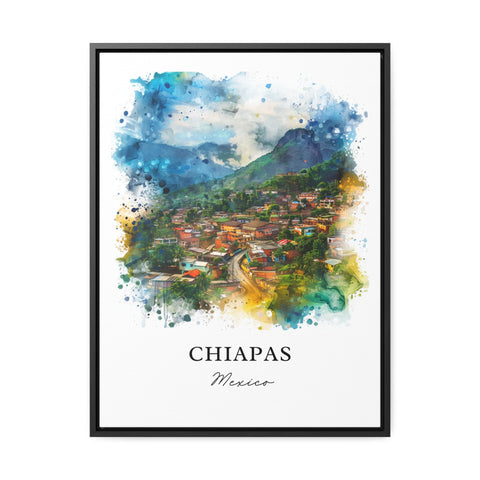 Chipas Mexico Wall Art, Chipas Print, Chipas Watercolor, Chipas Mexico Gift, Travel Print, Travel Poster, Housewarming Gift