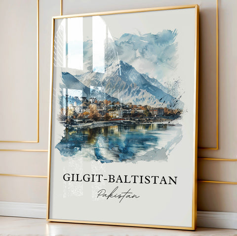 Gilgit-Baltistan Art, Gilgit-Baltistan Print, Pakistan Watercolor, Kashmir Pakistan Gift, Travel Print, Travel Poster, Housewarming Gift