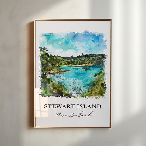 Stewart Island Wall Art, Stewart Island NZ Print, New Zealand Watercolor, South Island NZ Gift, Travel Poster, Housewarming Gift